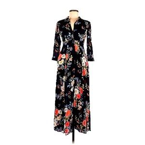 Zara Full Length Button Down Floral Dress Size L